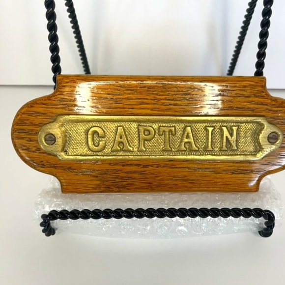 Brass Captain Sign mounted on wood Vintage Nautical Plaque Boat Ship Sailboat - Picture 2 of 9